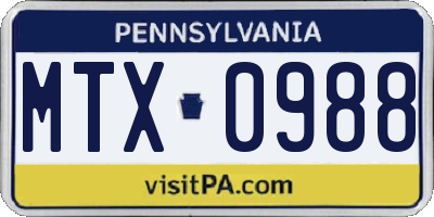 PA license plate MTX0988