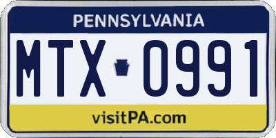 PA license plate MTX0991