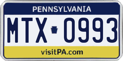 PA license plate MTX0993