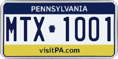 PA license plate MTX1001