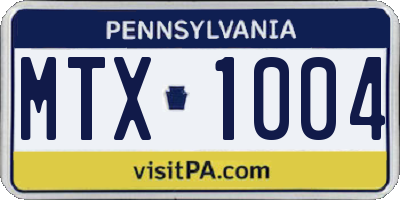 PA license plate MTX1004