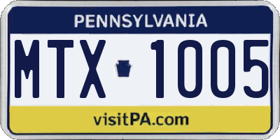 PA license plate MTX1005