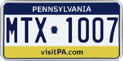 PA license plate MTX1007