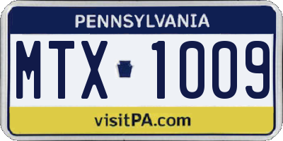 PA license plate MTX1009