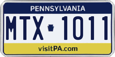 PA license plate MTX1011