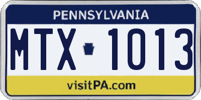 PA license plate MTX1013