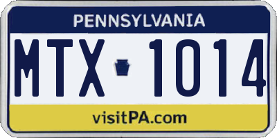 PA license plate MTX1014