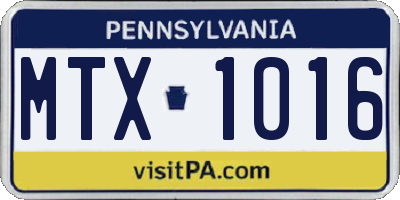 PA license plate MTX1016