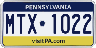 PA license plate MTX1022