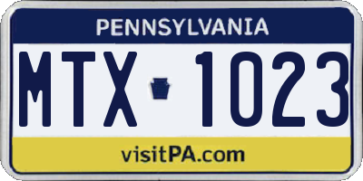 PA license plate MTX1023