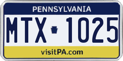PA license plate MTX1025