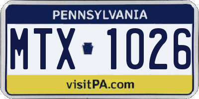 PA license plate MTX1026