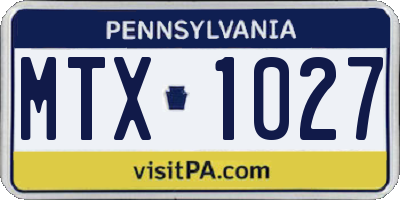 PA license plate MTX1027