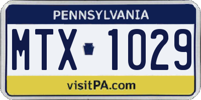 PA license plate MTX1029