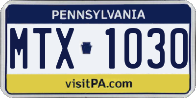 PA license plate MTX1030