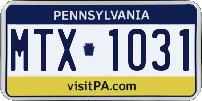 PA license plate MTX1031