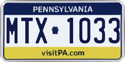 PA license plate MTX1033