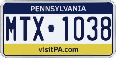 PA license plate MTX1038