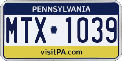 PA license plate MTX1039