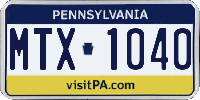 PA license plate MTX1040
