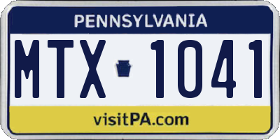 PA license plate MTX1041
