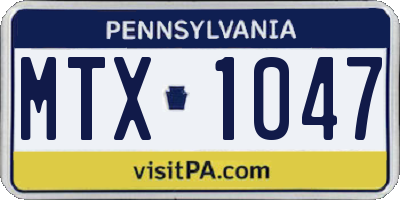 PA license plate MTX1047