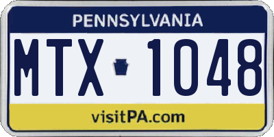 PA license plate MTX1048