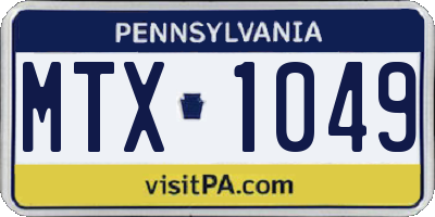 PA license plate MTX1049