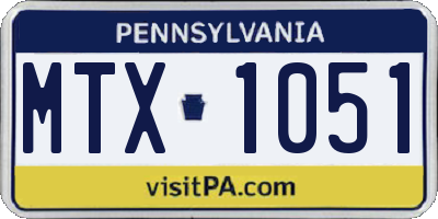 PA license plate MTX1051