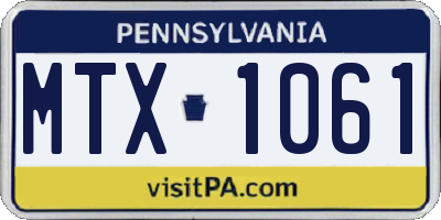 PA license plate MTX1061