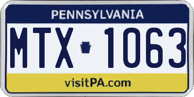 PA license plate MTX1063