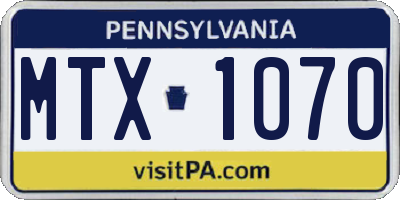 PA license plate MTX1070