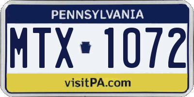 PA license plate MTX1072