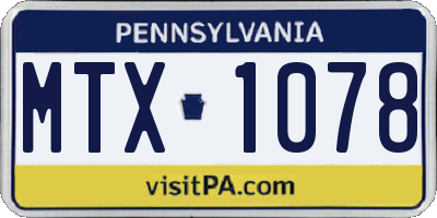 PA license plate MTX1078