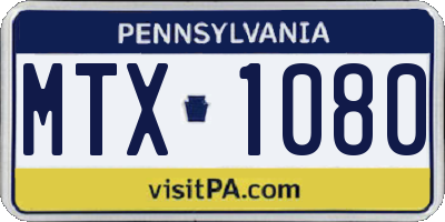 PA license plate MTX1080