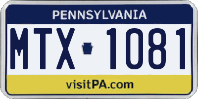 PA license plate MTX1081