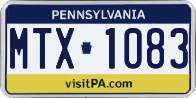 PA license plate MTX1083