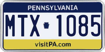 PA license plate MTX1085