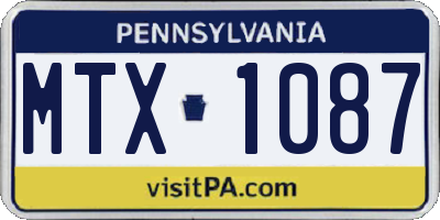 PA license plate MTX1087