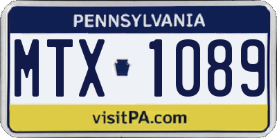PA license plate MTX1089
