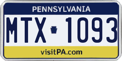 PA license plate MTX1093