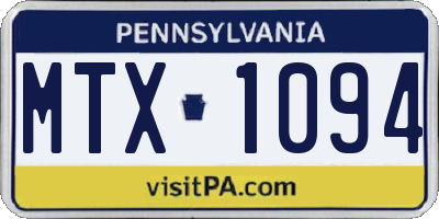 PA license plate MTX1094