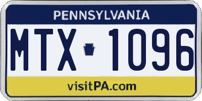 PA license plate MTX1096