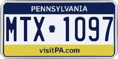 PA license plate MTX1097