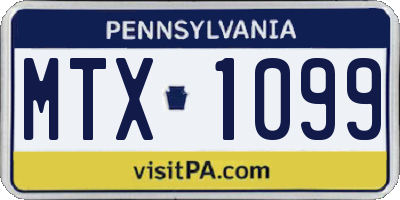PA license plate MTX1099
