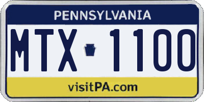PA license plate MTX1100