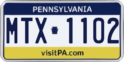 PA license plate MTX1102