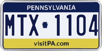 PA license plate MTX1104