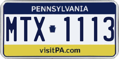 PA license plate MTX1113