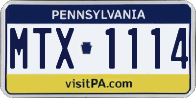 PA license plate MTX1114